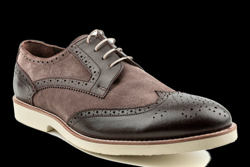 Mens Casual Brown Suede Sneaker-Like Wingtip Derby Shoes